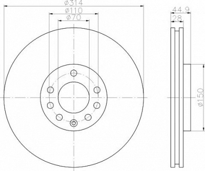 HELLA PAGID 8dd355109261 -  Тормозной диск